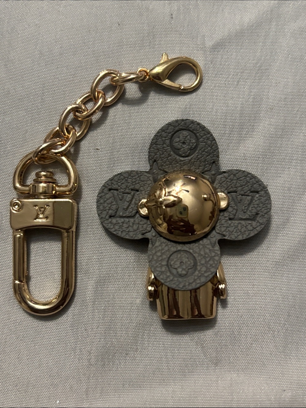 Louis Vuitton Gray Monogram Flower Key & Card Holder Charm with Gold Hardware